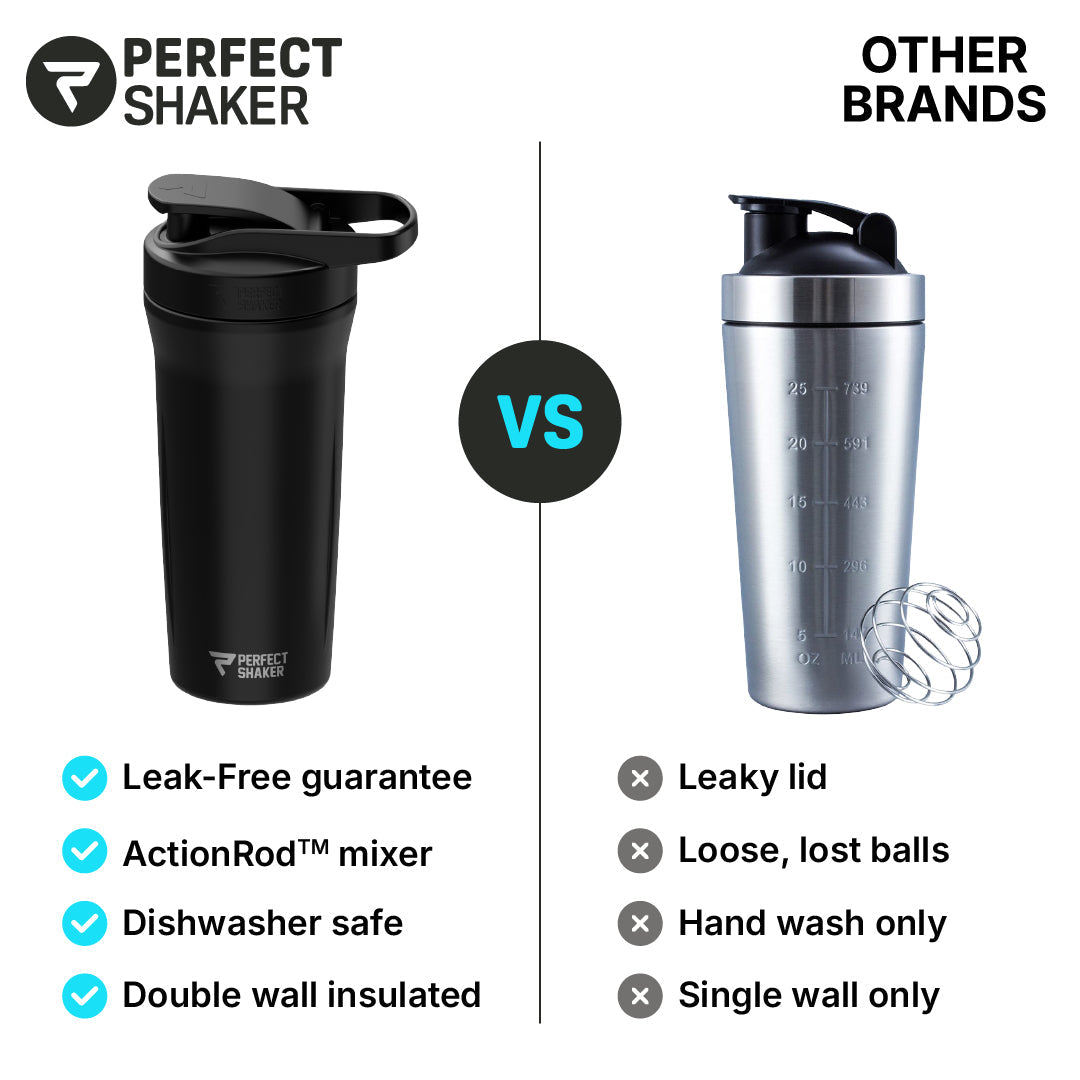 ACTIV Shaker Cup, Stainless Steel, Insulated 24hrs Cold, Leak-Free, 27oz