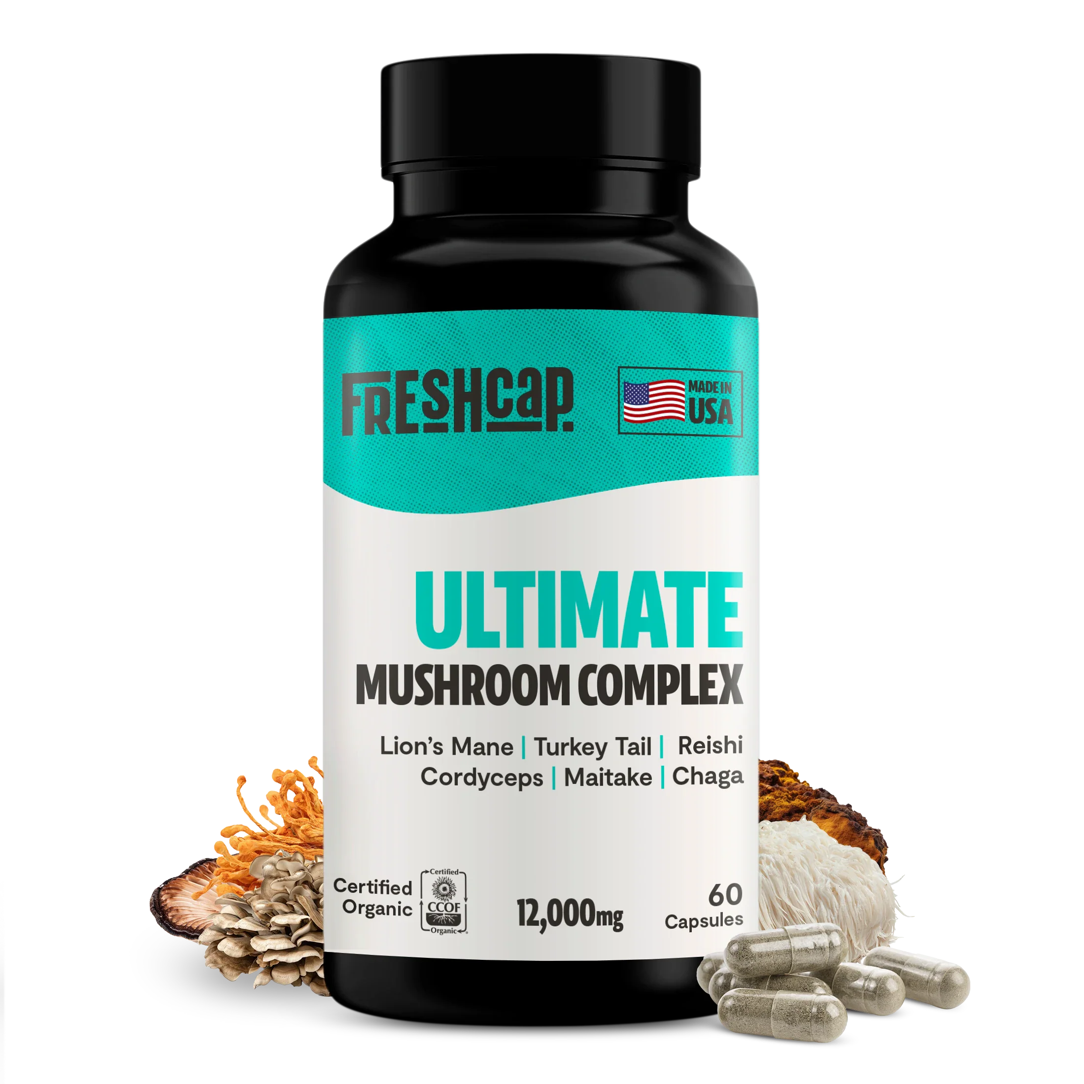 Organic Mushroom Complex Supplement Capsules