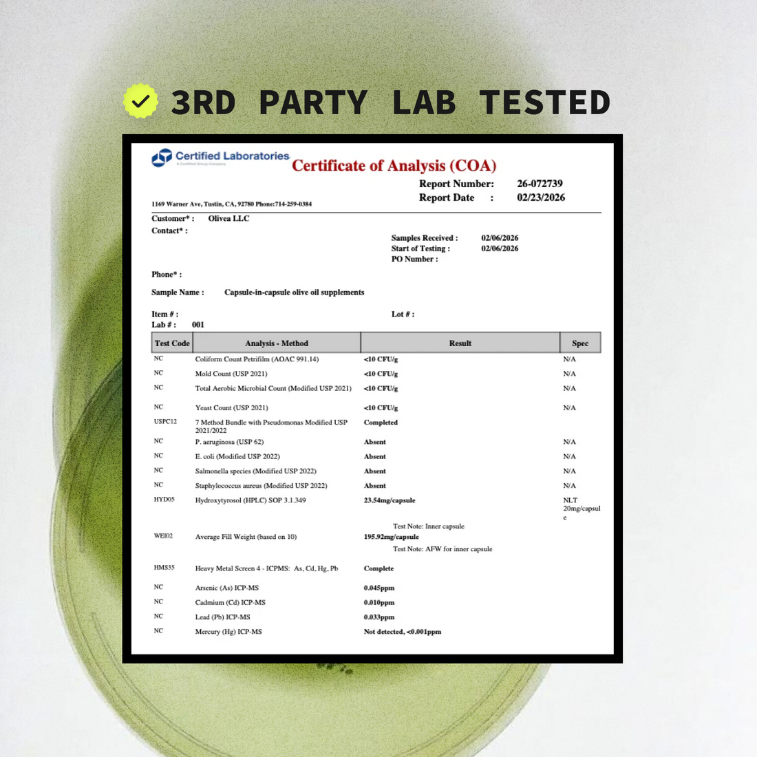 Olivea Hydroxytyrosol Supplement